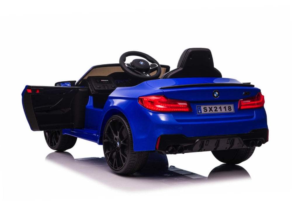 Bmw M5,Lithium, Leder Zitje, Rubberen Banden, Kinder Accu Auto! Kinderauto's Joy&Bloom