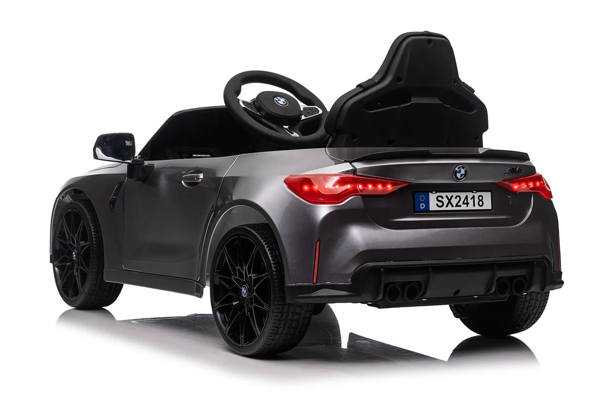 Bmw M4, 12 Volt Elektrische Kinderauto, Leder Zitje, Rubberen Banden, Kinder Accu Auto! Kinderauto's Joy&Bloom