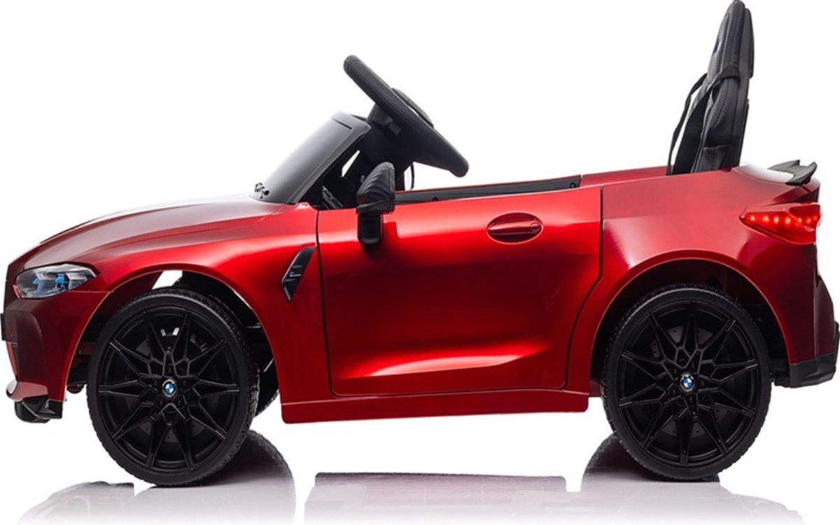 Bmw M4, 12 Volt Elektrische Kinderauto, Leder Zitje, Rubberen Banden, Kinder Accu Auto! Kinderauto's Joy&Bloom